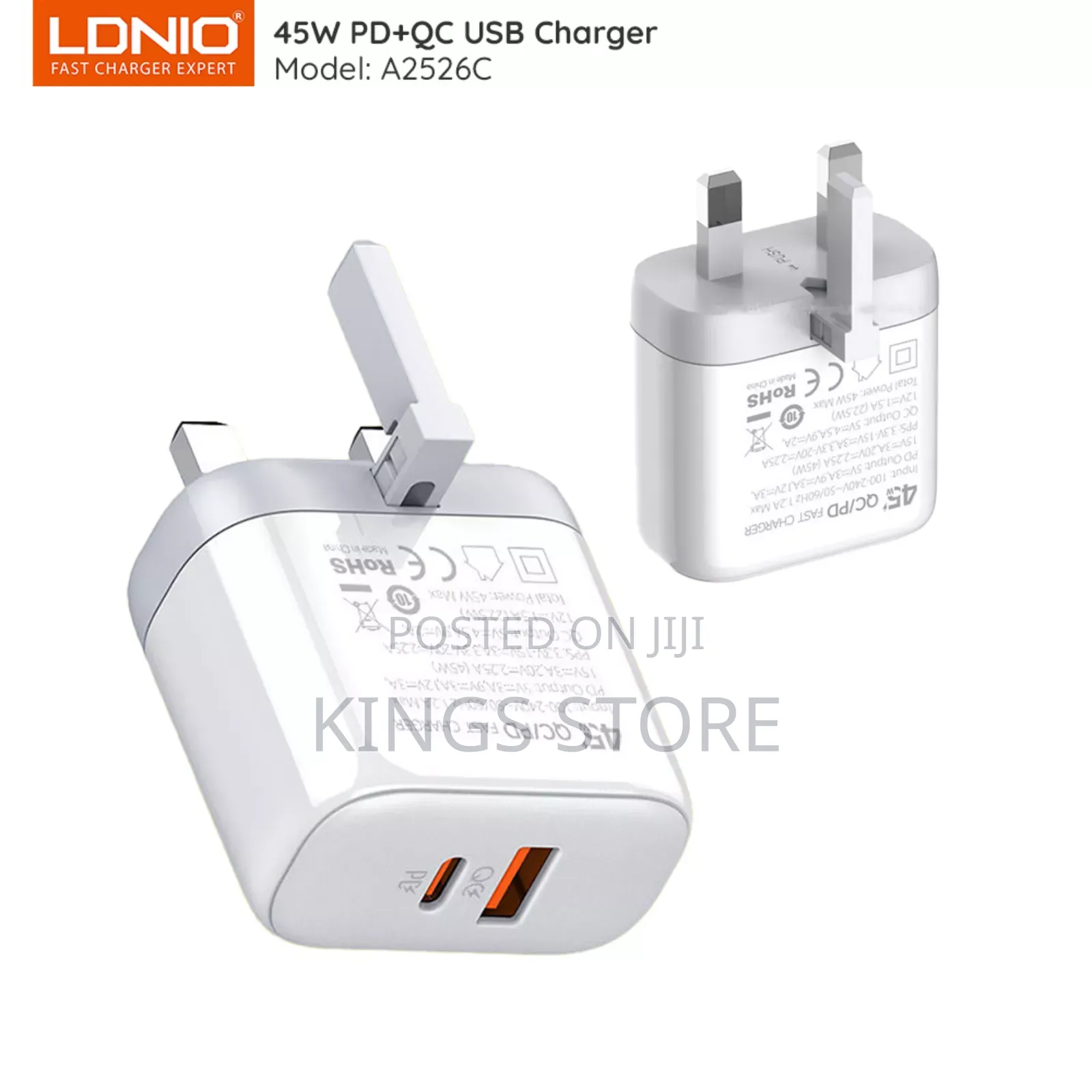 Ldnio Fast Charging Pd Qc USB Port Charger 45W (A2526C)