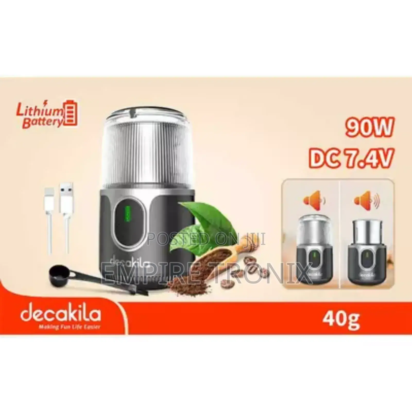 Decakila Coffee Grinder 90w Cordless 2000 Mah KMCF022L