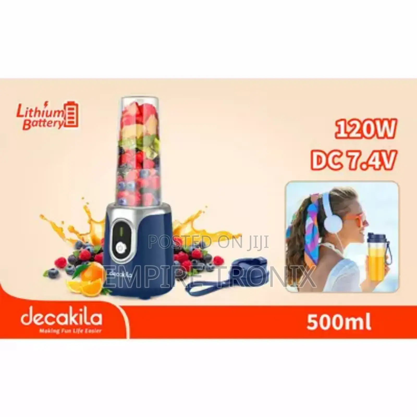 The Decakila 500ml 120W Cordless Stand Blender (KMJB022L)