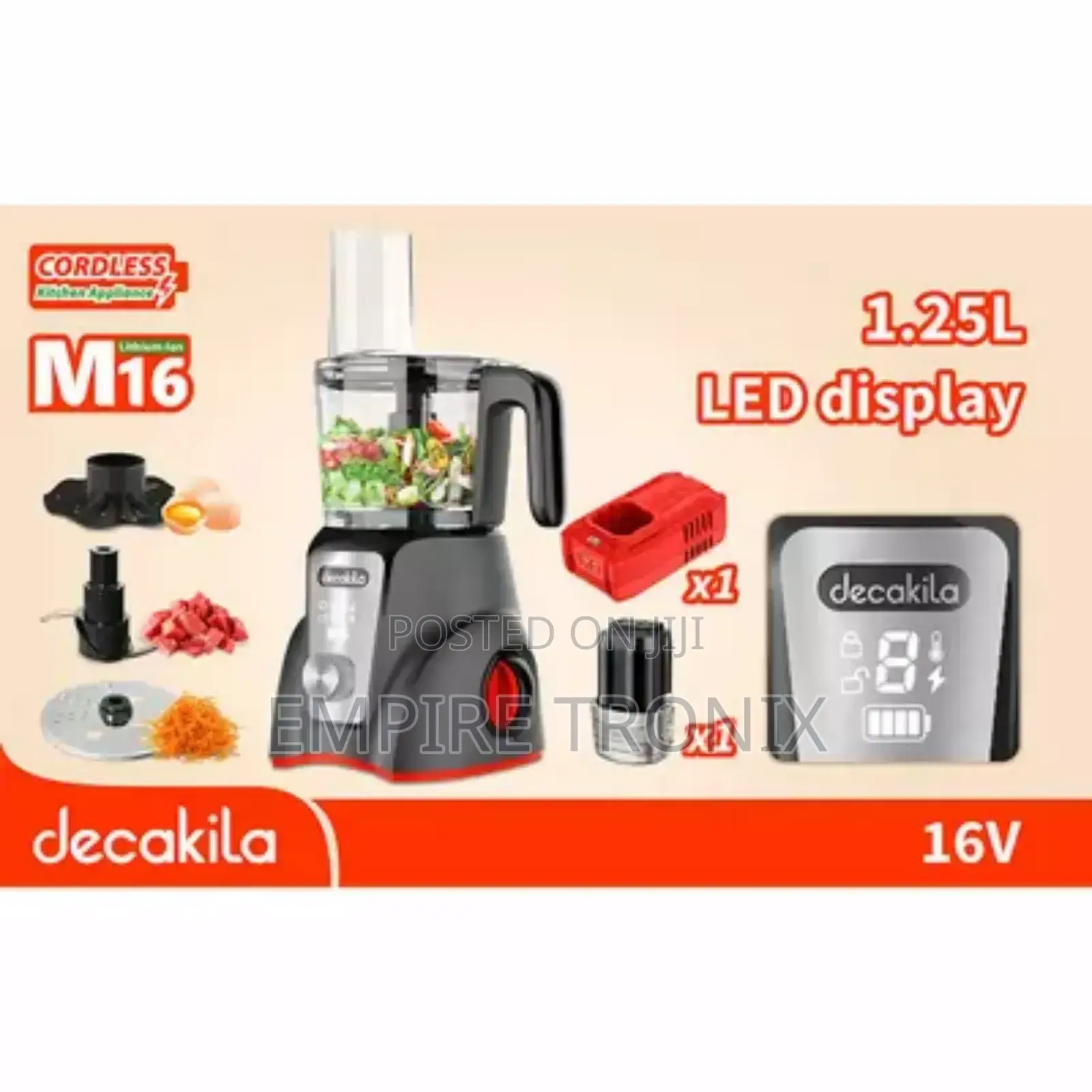 Decakila Food Processor Cordless 1.25L KEMG027B