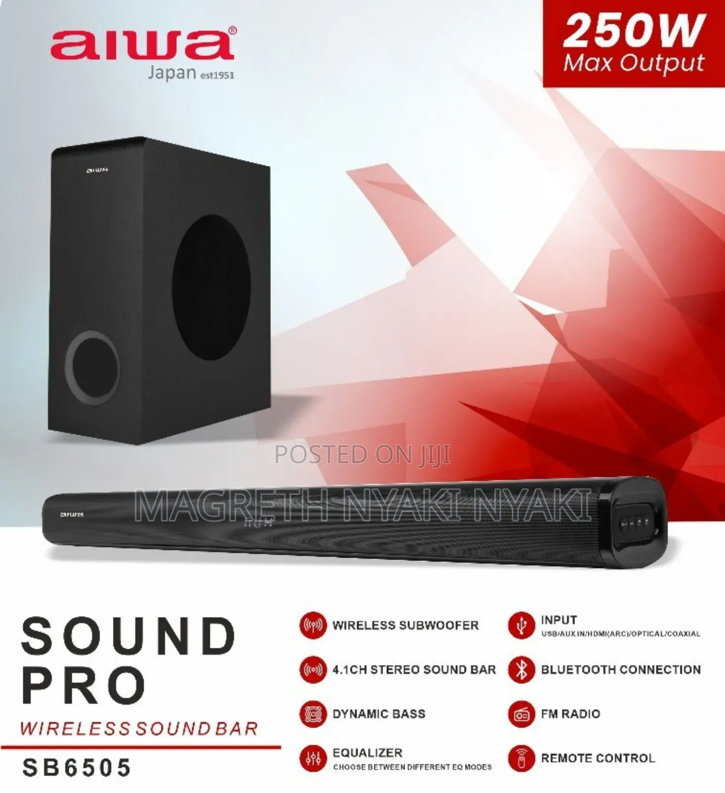 Aiwa Soundbar Pro Watts 250 Max Out Wireless Soundbar