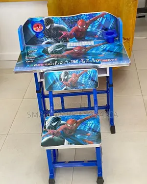 Adjustable Table Chair Set With Graphic Print For Kids