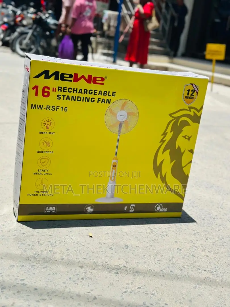 Mewe Rechargeable Standing Fan Size 16 Mw-Rsf16