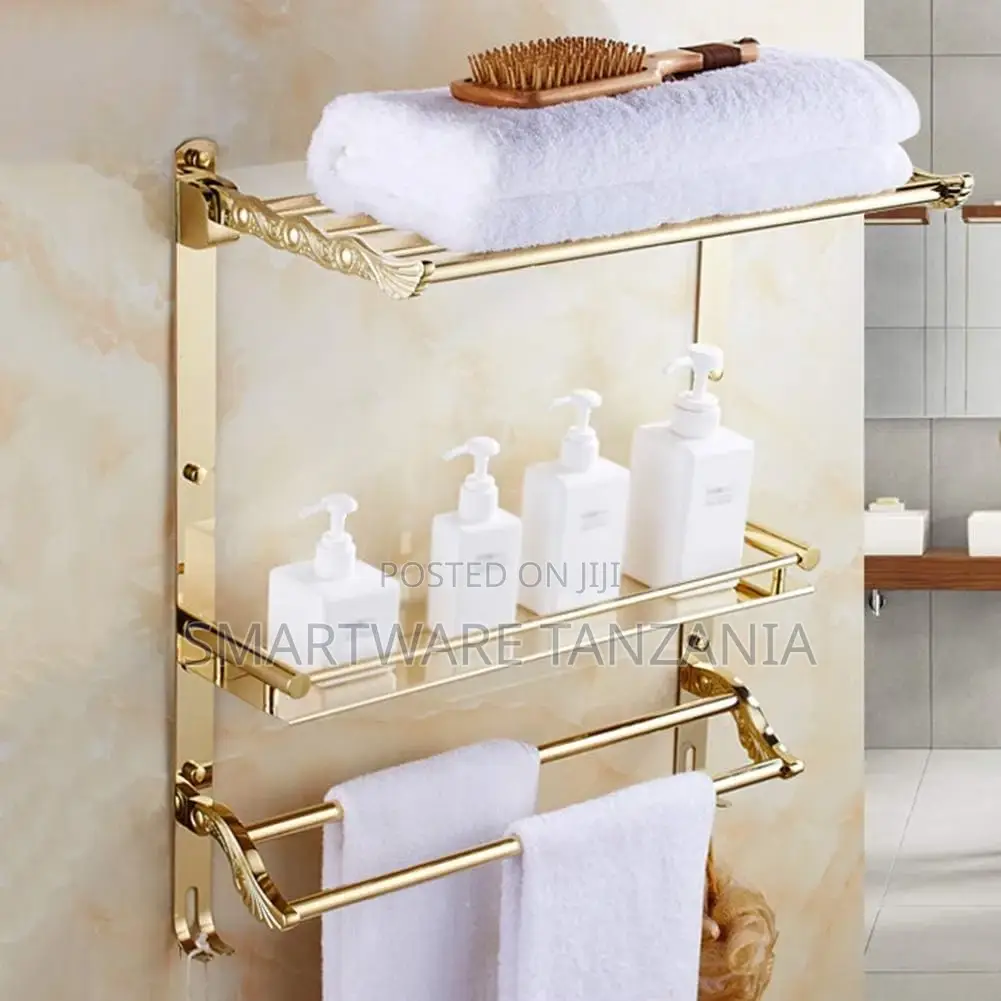 Gold Bathroom Shelf Kitchen Storage Shelf Stainless Steel