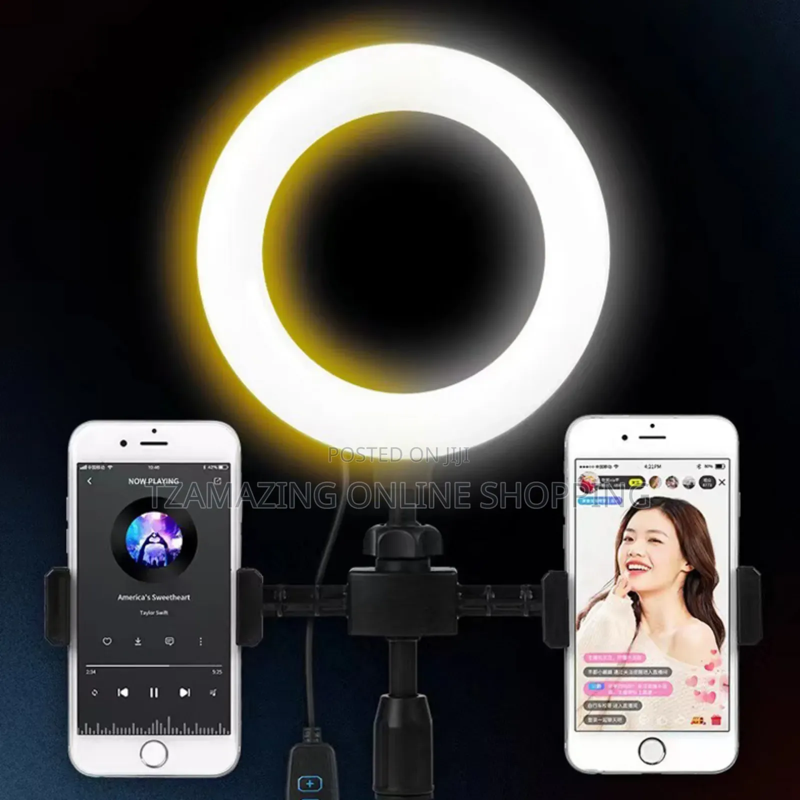 2 Phone Holder LED Ring Light
