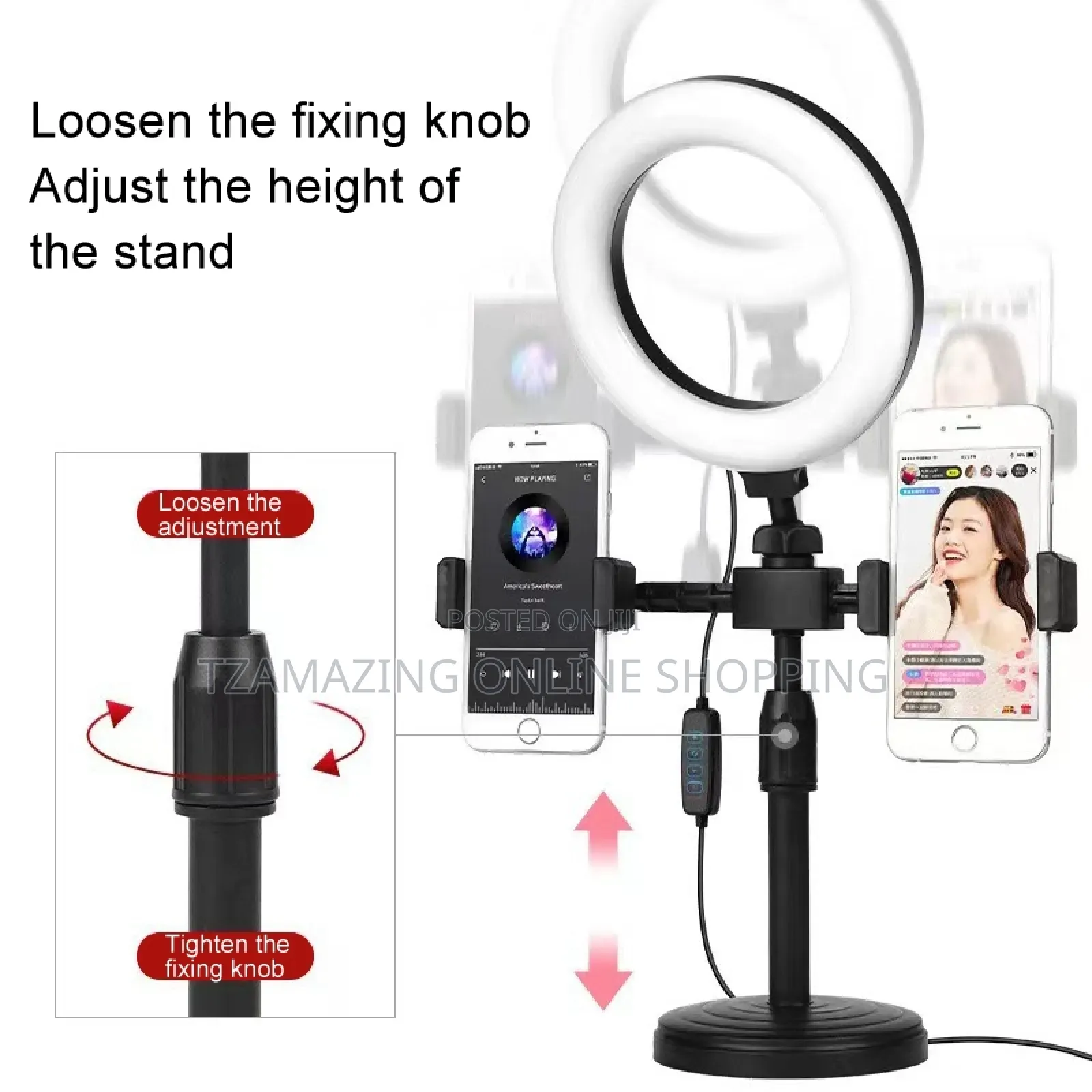 2 Phone Holder LED Ring Light
