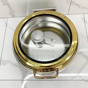 Round Golden Big Glass Window Hydraulic Chafing Dish