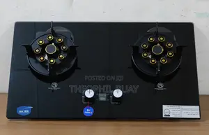 Gas Hob 7502GT 2 Gas Plate Glass+Timer