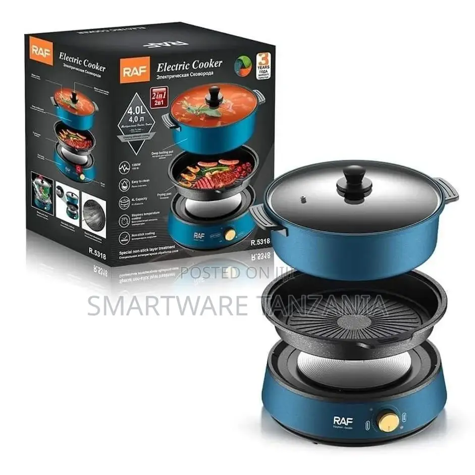 Electric Cooker 4L Non-stick Pan Cooking Hot Pot Glass Lid