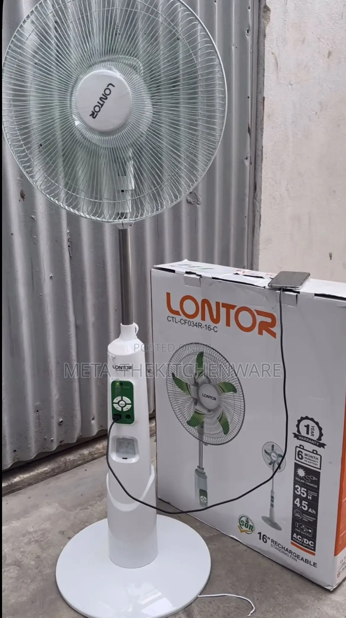 Lontor Rechargeable Standing Fan Size 16