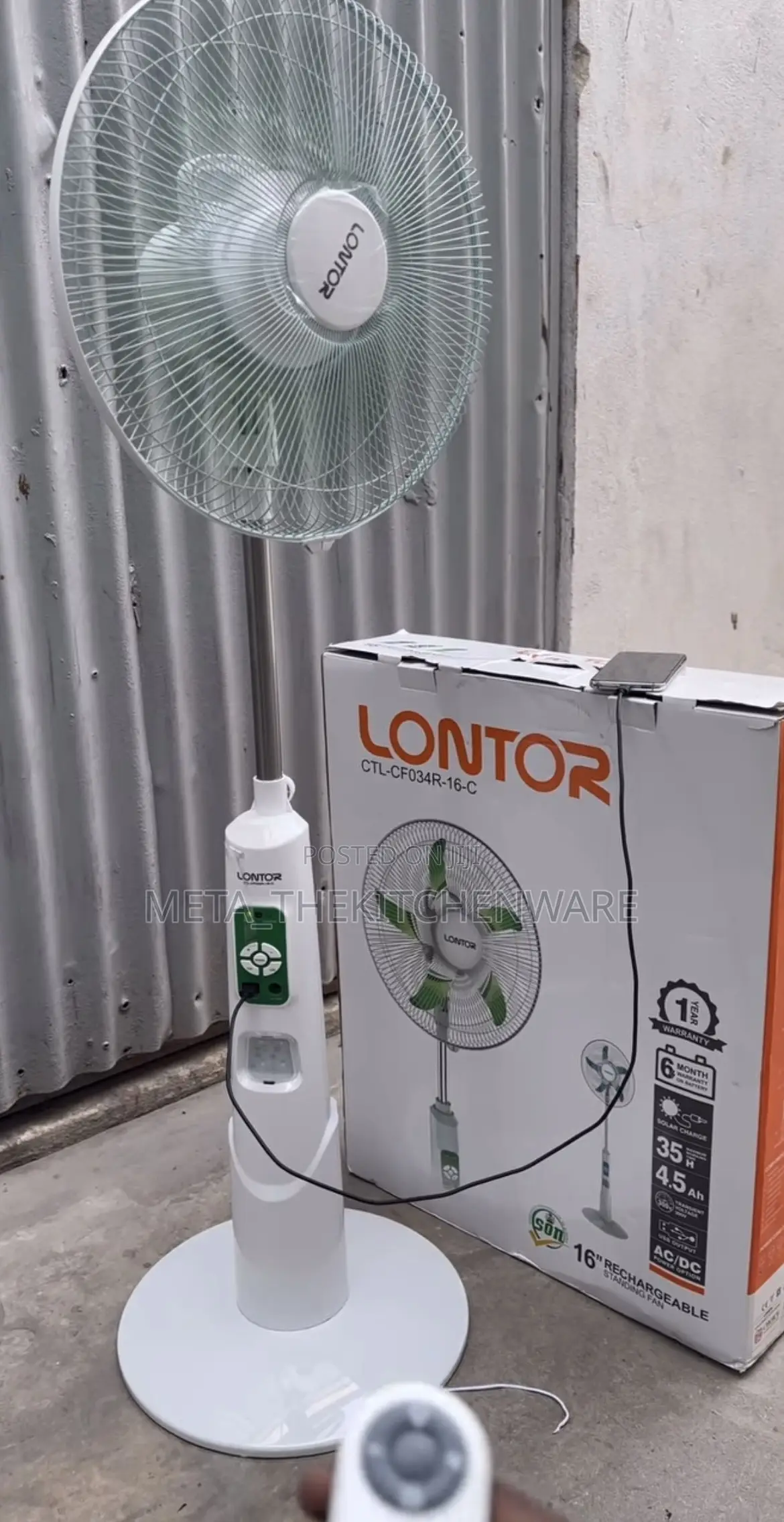 Lontor Rechargeable Standing Fan Size 16