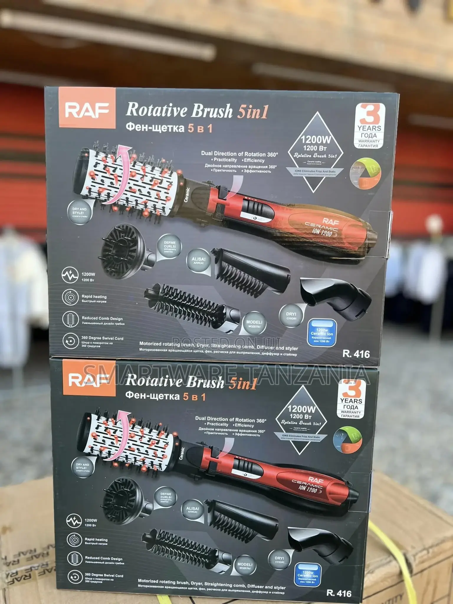Rotating Hot Air Styling Brush 5-in-1, Hair Dryer Brush Comb