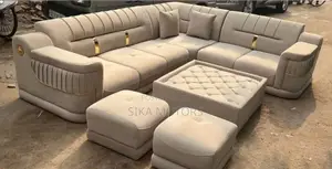 L_shaped Sofa Set With Coffee Table and Side Sitters