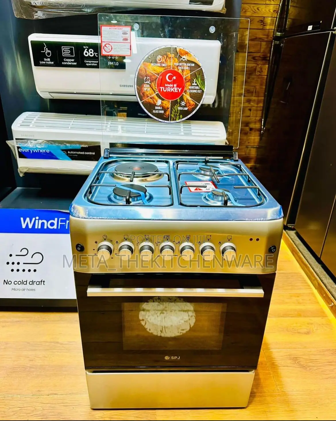 SPJ Cooker 3 Gas + 1 Electric Hob + Electric Oven 60x60cm