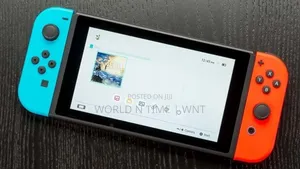 Nintendo Switch With Neon Blue and Neon Red Joy‐Con