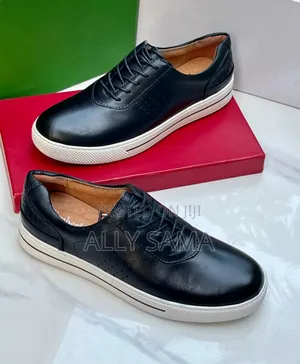 Mens Shoes Black Material Leather