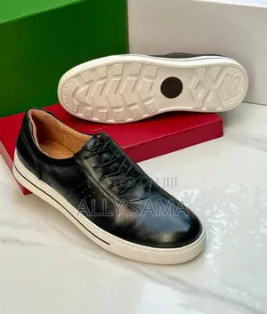 Mens Shoes Black Material Leather