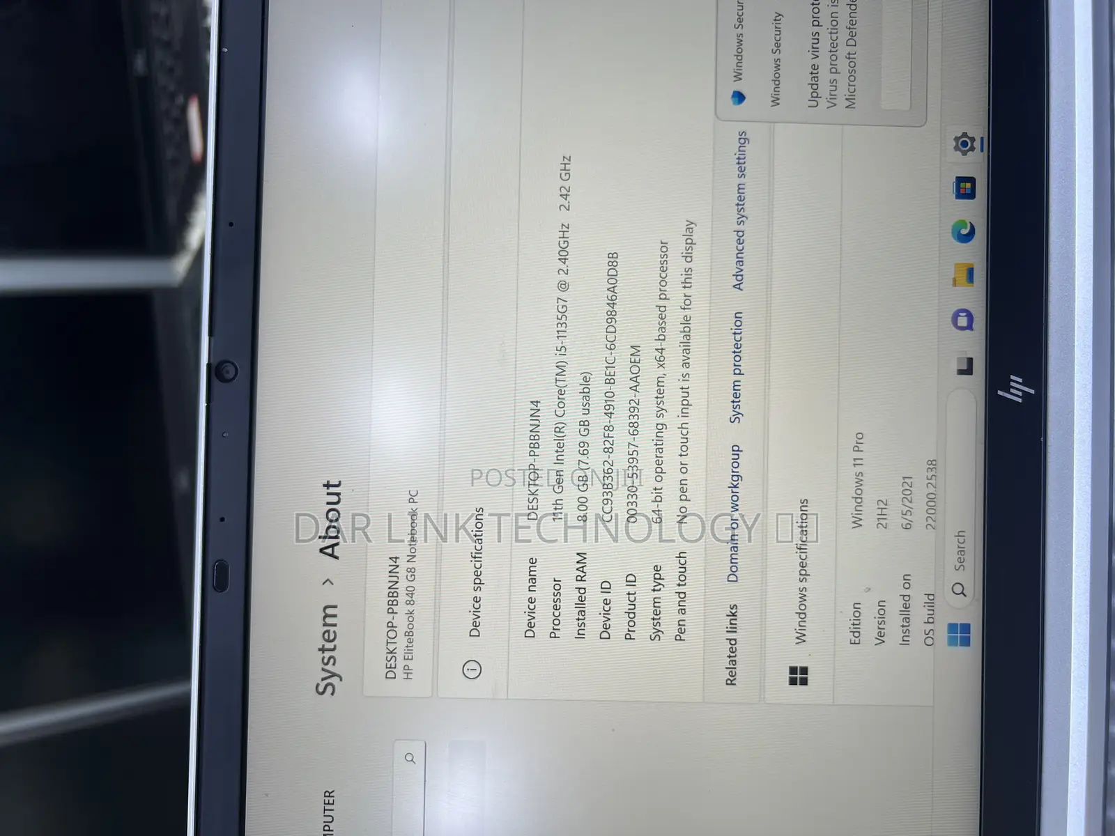 Laptop HP EliteBook 840 G8 8GB Intel Core I5 SSD 256GB