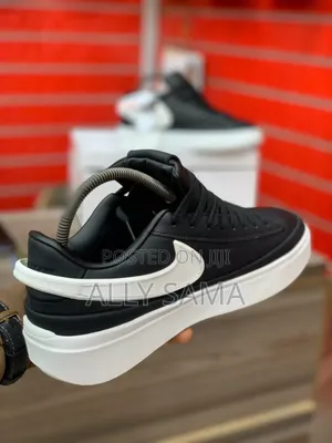 Mens Sneakers Airforce Black Material Leather