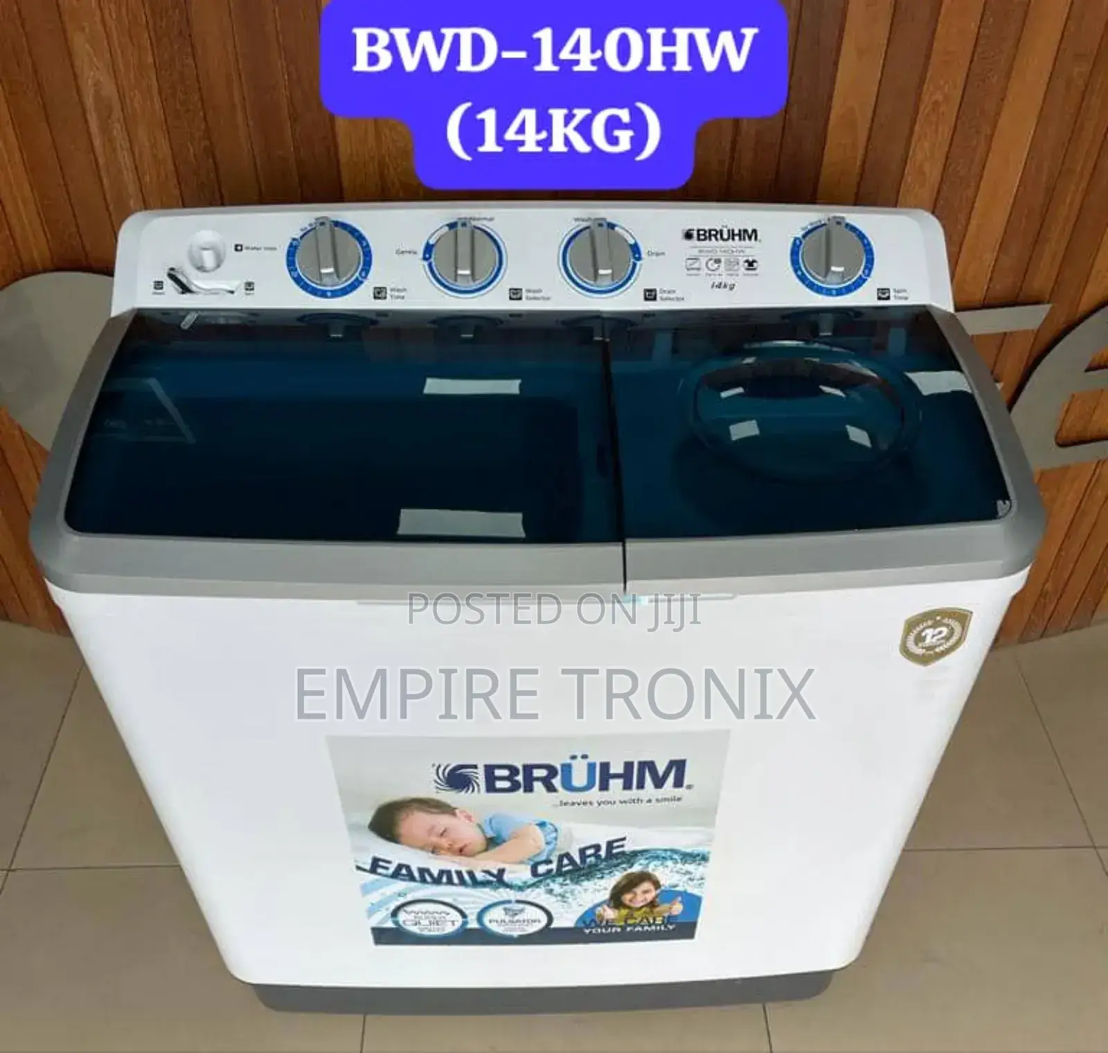 Bruhm 14kg Twin Tub Semi Automatic Washing Machine BWT-140H