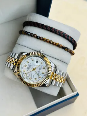 Gold Silver Set Watch and Bracelet