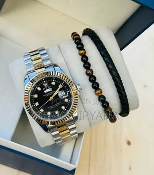 Gold Silver Set Watch and Bracelet