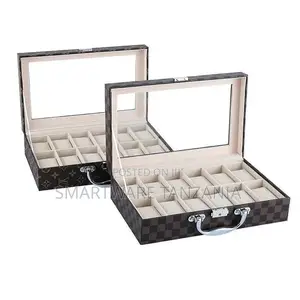 12 Slot Leather Jewelry And Watch Box Organizer, Storage Box