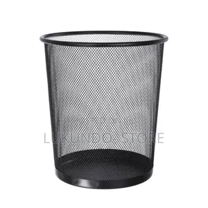 | Metal Garbage Bin Office Waste Paper Basket Home Sto