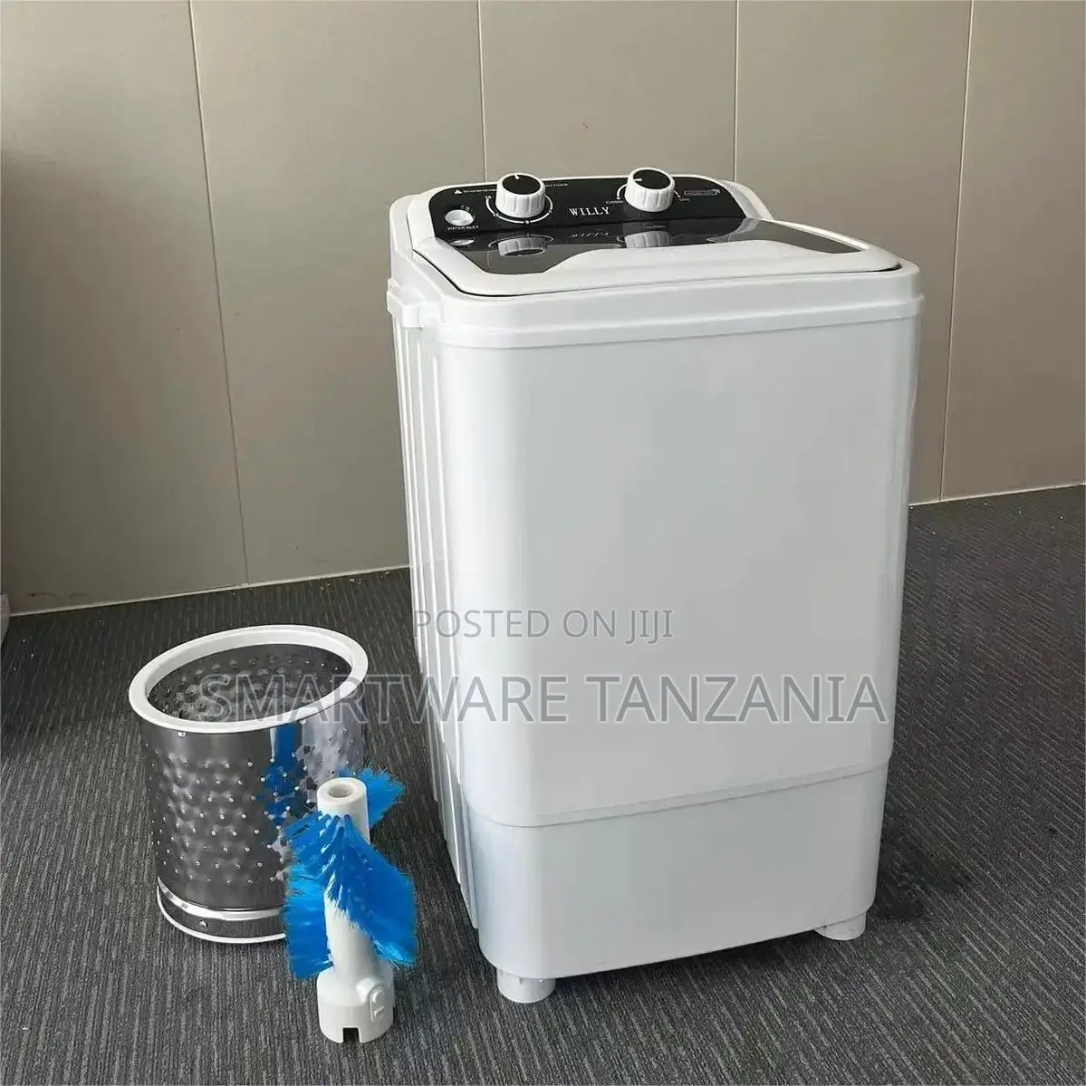 Single Tub Washing Machine With Steel Dryer Basket - Black