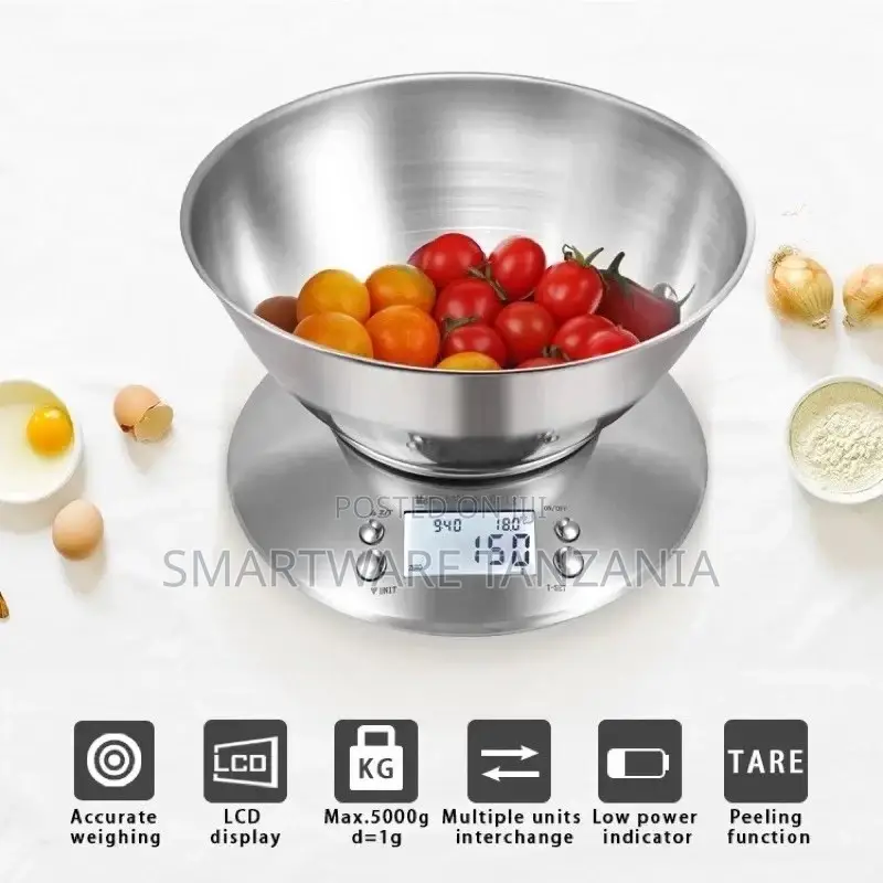 Stainless Steel Kitchen Food Weighing Scale With Bowl