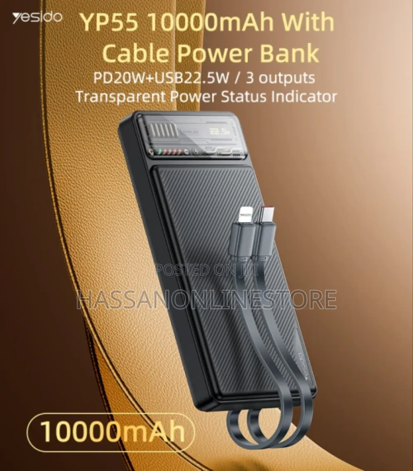 Yesido YP55 10000mah Power Bank With Cable Parameter