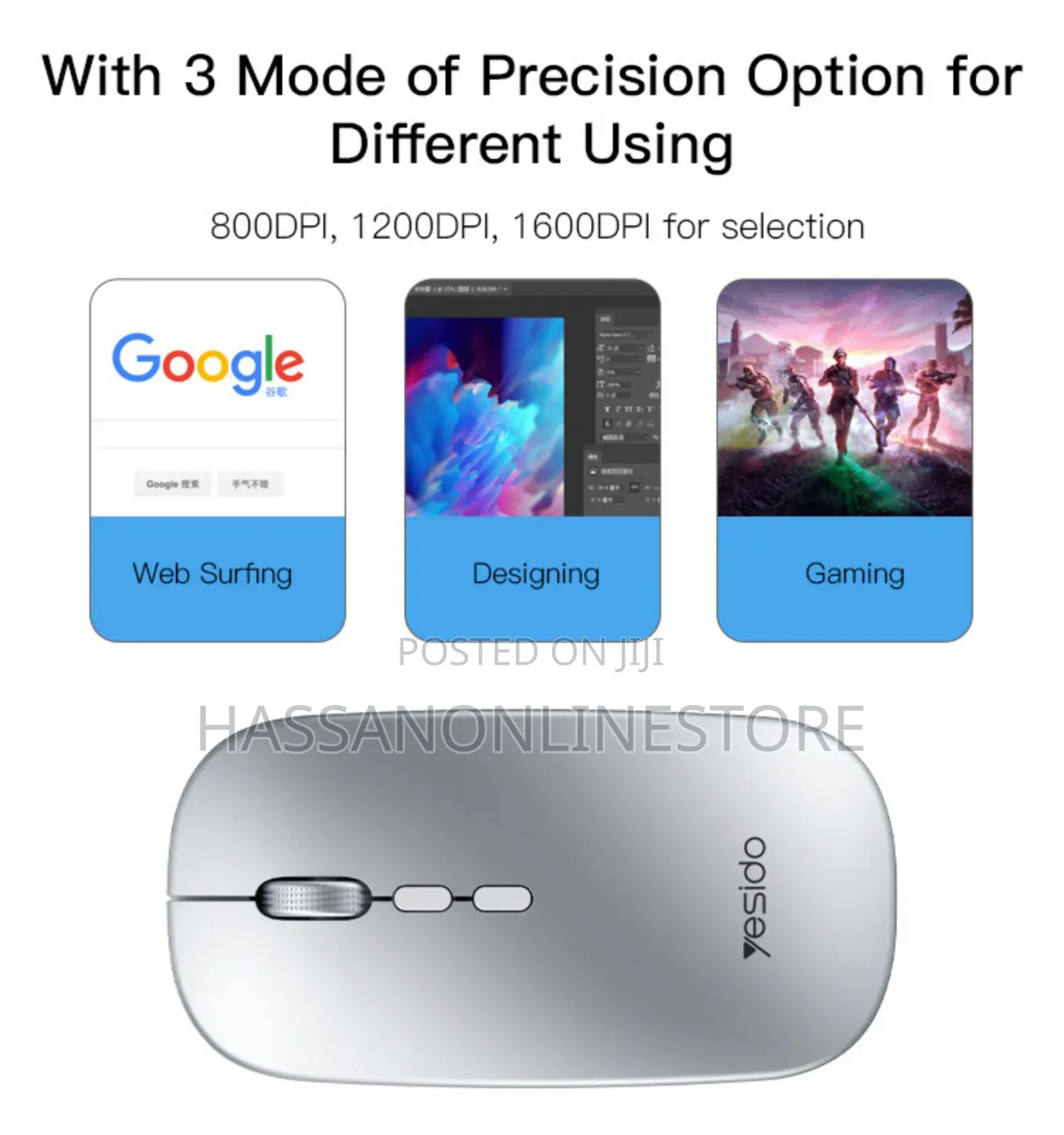 Yesido KB15 Slim 2.4G Rechargeable Wireless Mouse