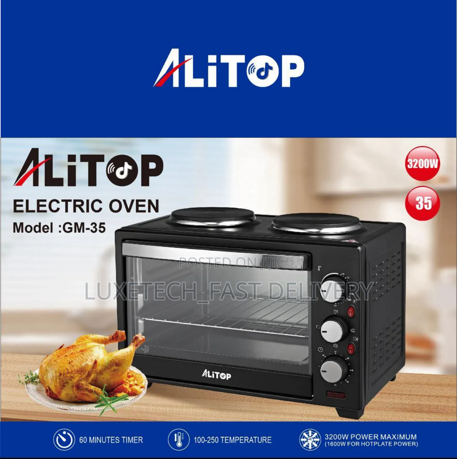 Alitop Oven 35L With 2 Burners/Hotplates