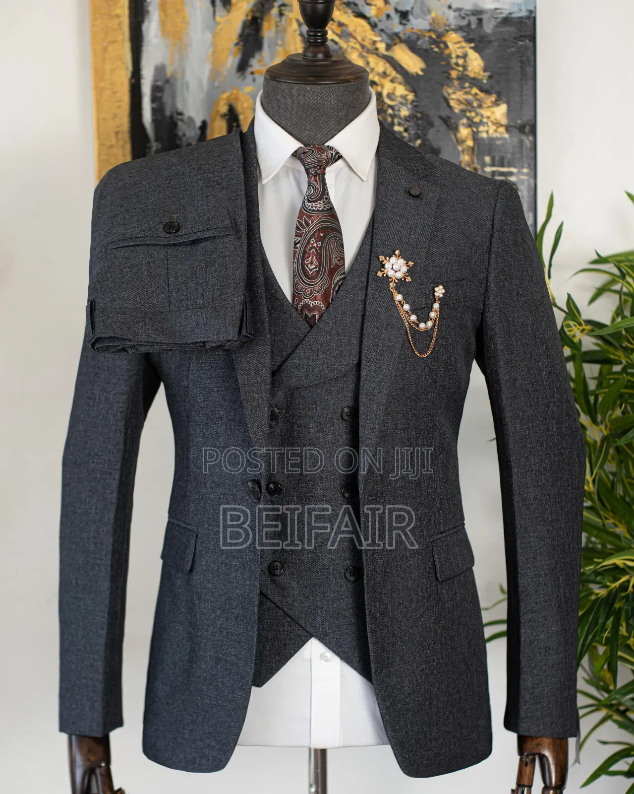 Suti Za Kiume | Men's Suits | Charcoal Grey | Heavy Cotton