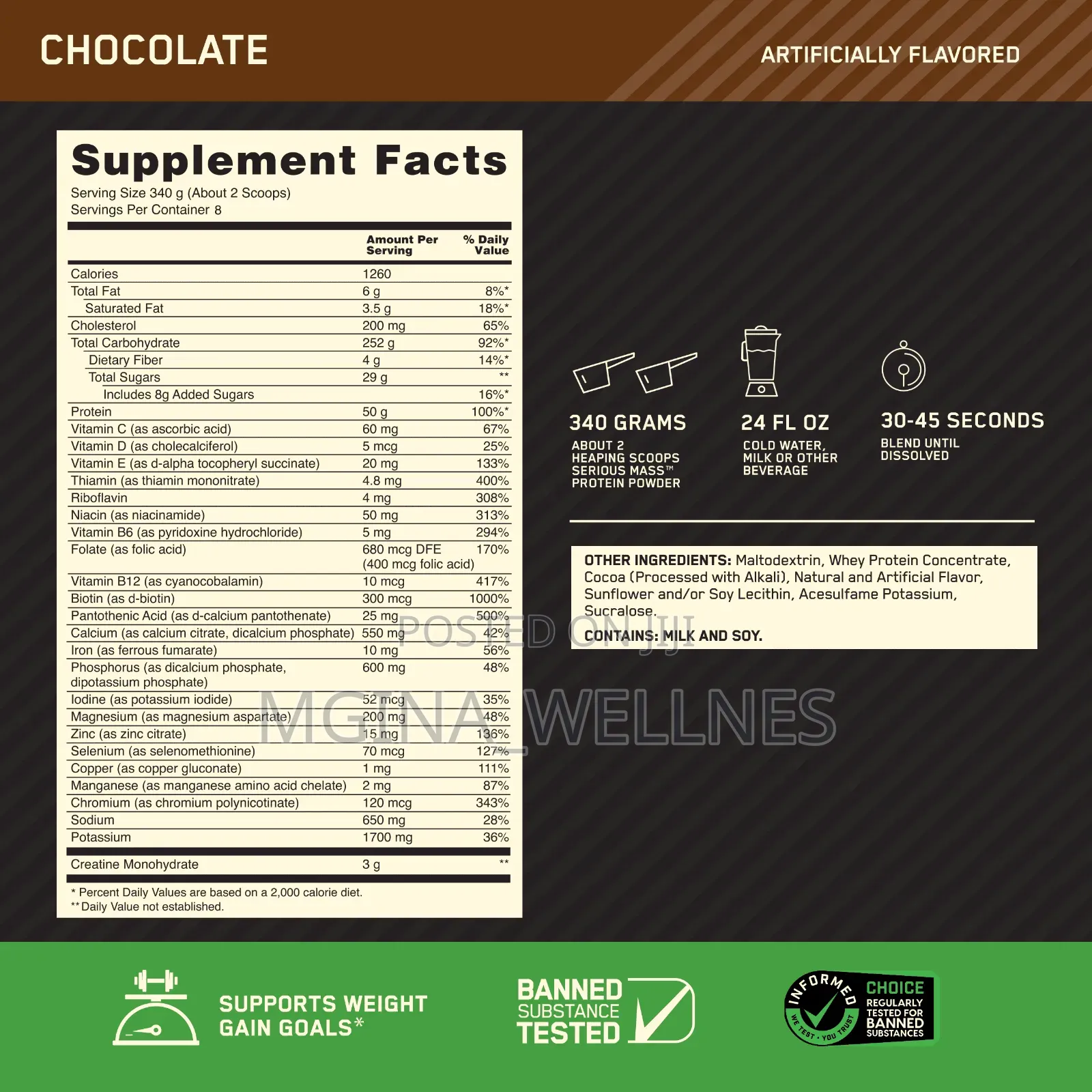 Optimum Nutrition Serious Mass 50g Protein Powder 2.7kgs