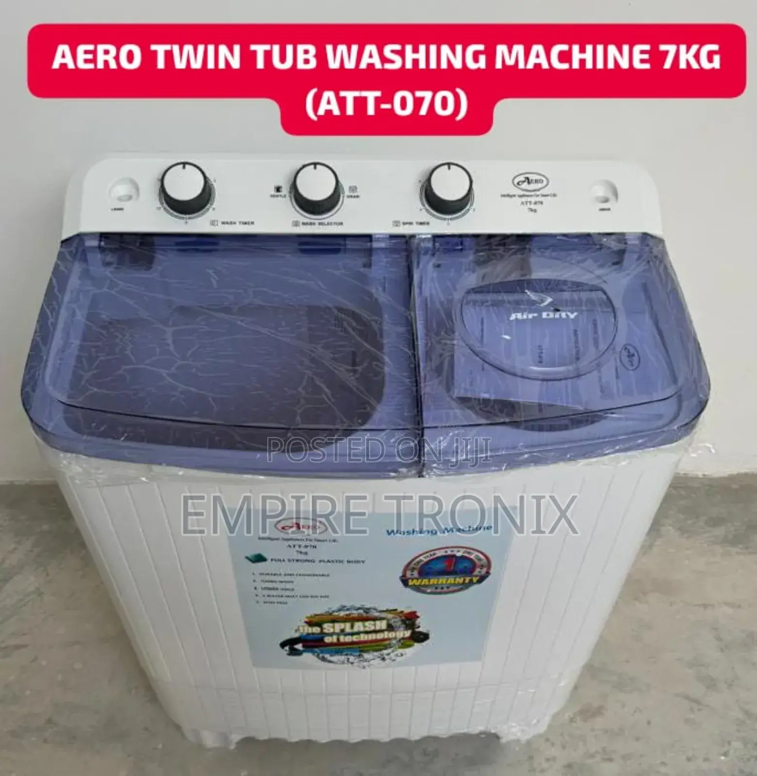 Aero Semi Automatic Twin Tub Washing Machine 7kg (Att-070)