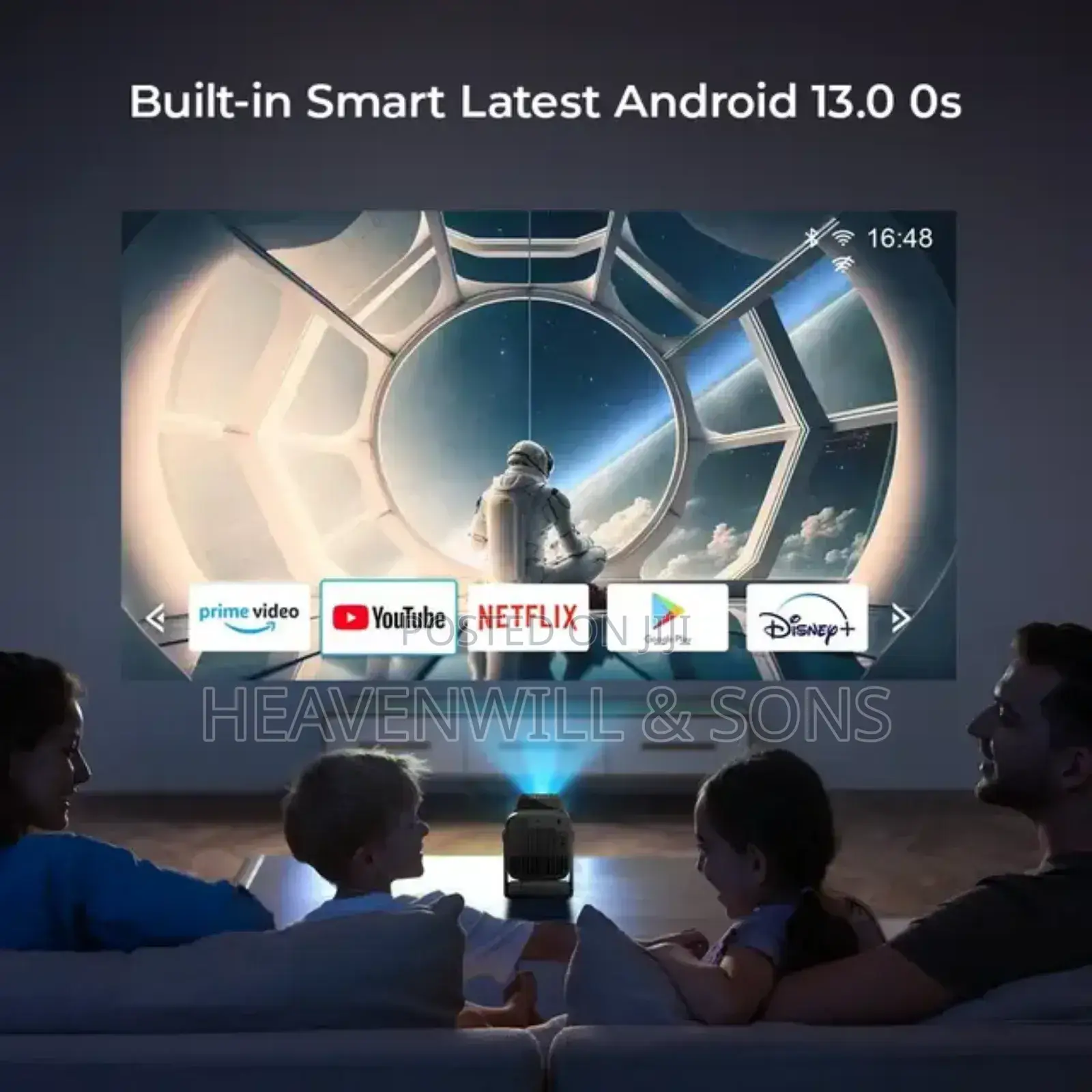 Outdoor Smart Android 13 Projector 300 Ansi Wi-Fi Bluetooth