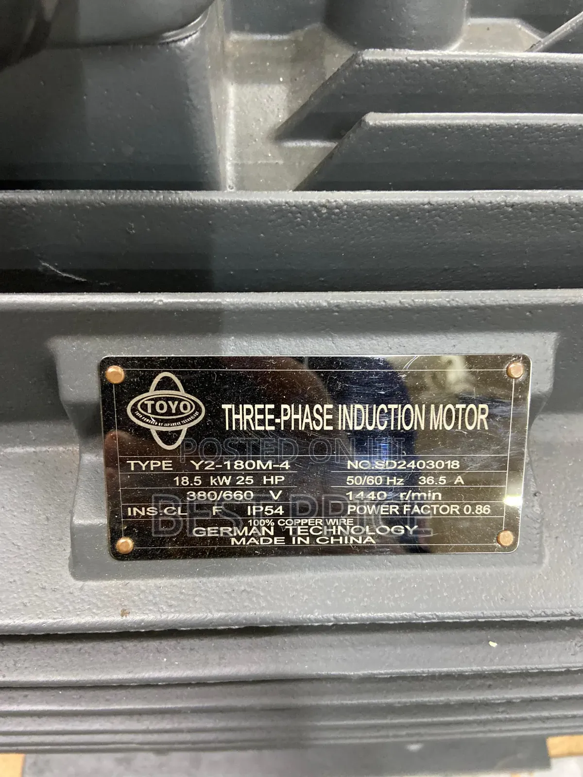 Toyo 3 Phase Induction Motor 25 HP Low Speed