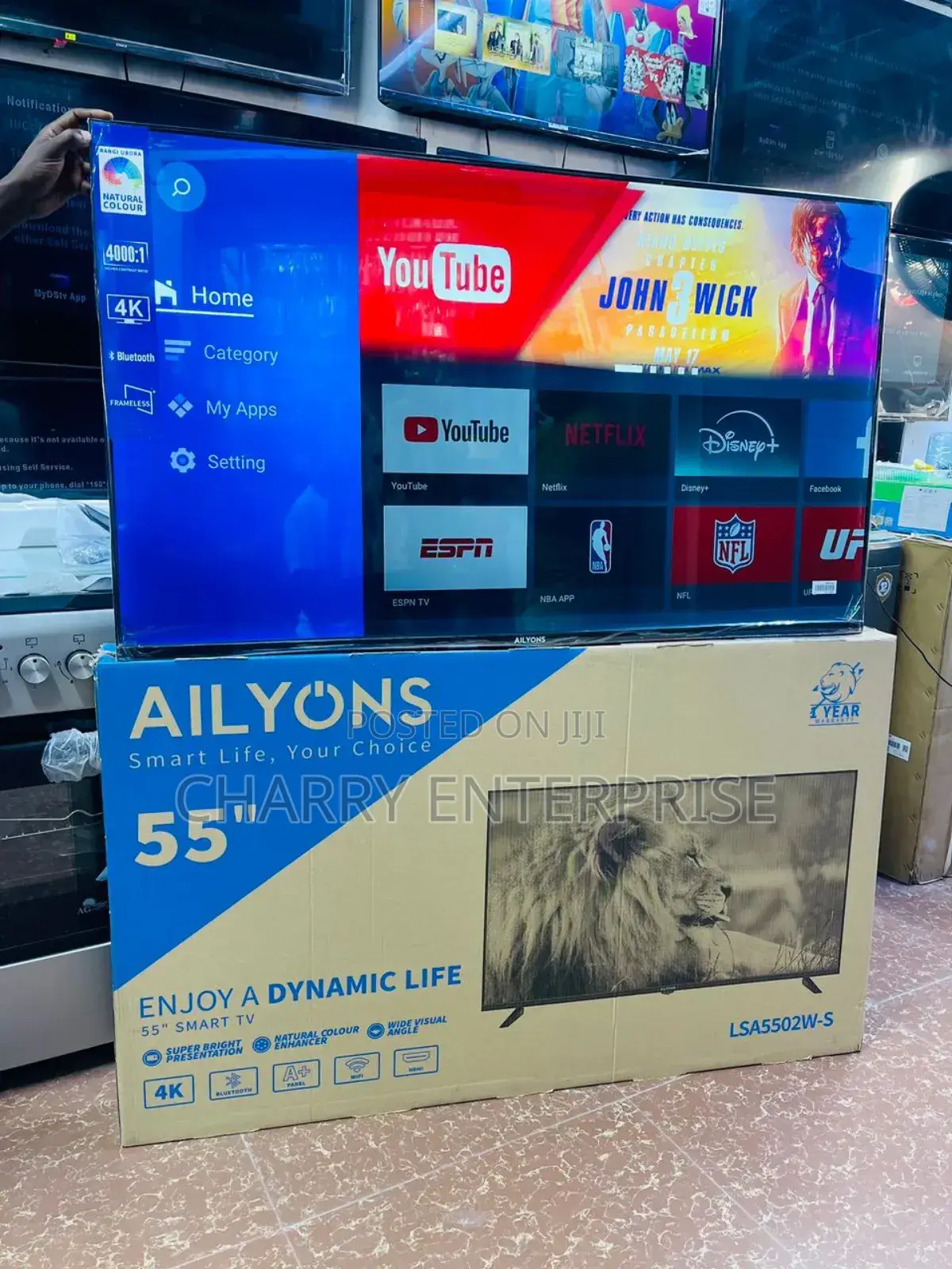 AILYONS FRAMELESS SMART Tv With Bluetooth 55 Inch