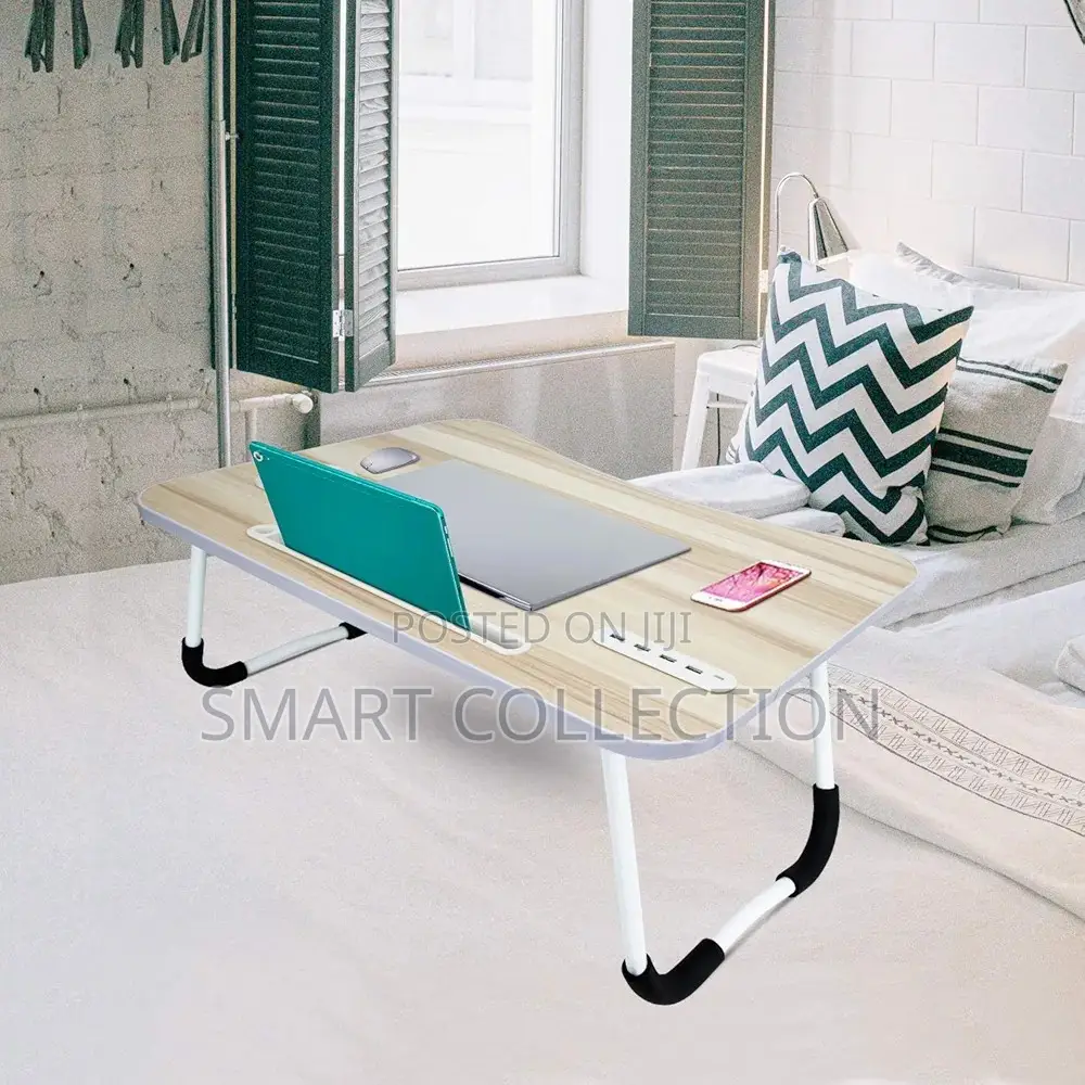 Foldable Laptop Table With USB Ports for Fan, Light Etc