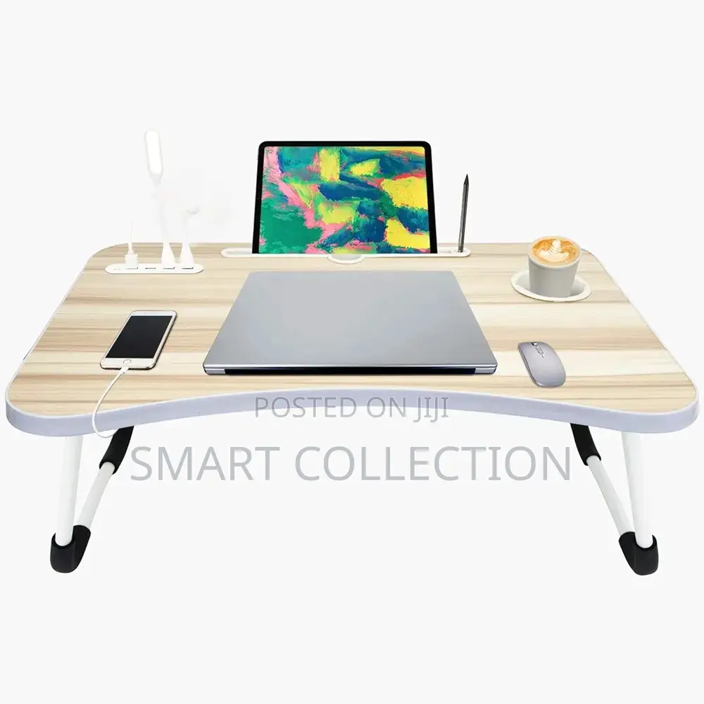 Foldable Laptop Table With USB Ports for Fan, Light Etc