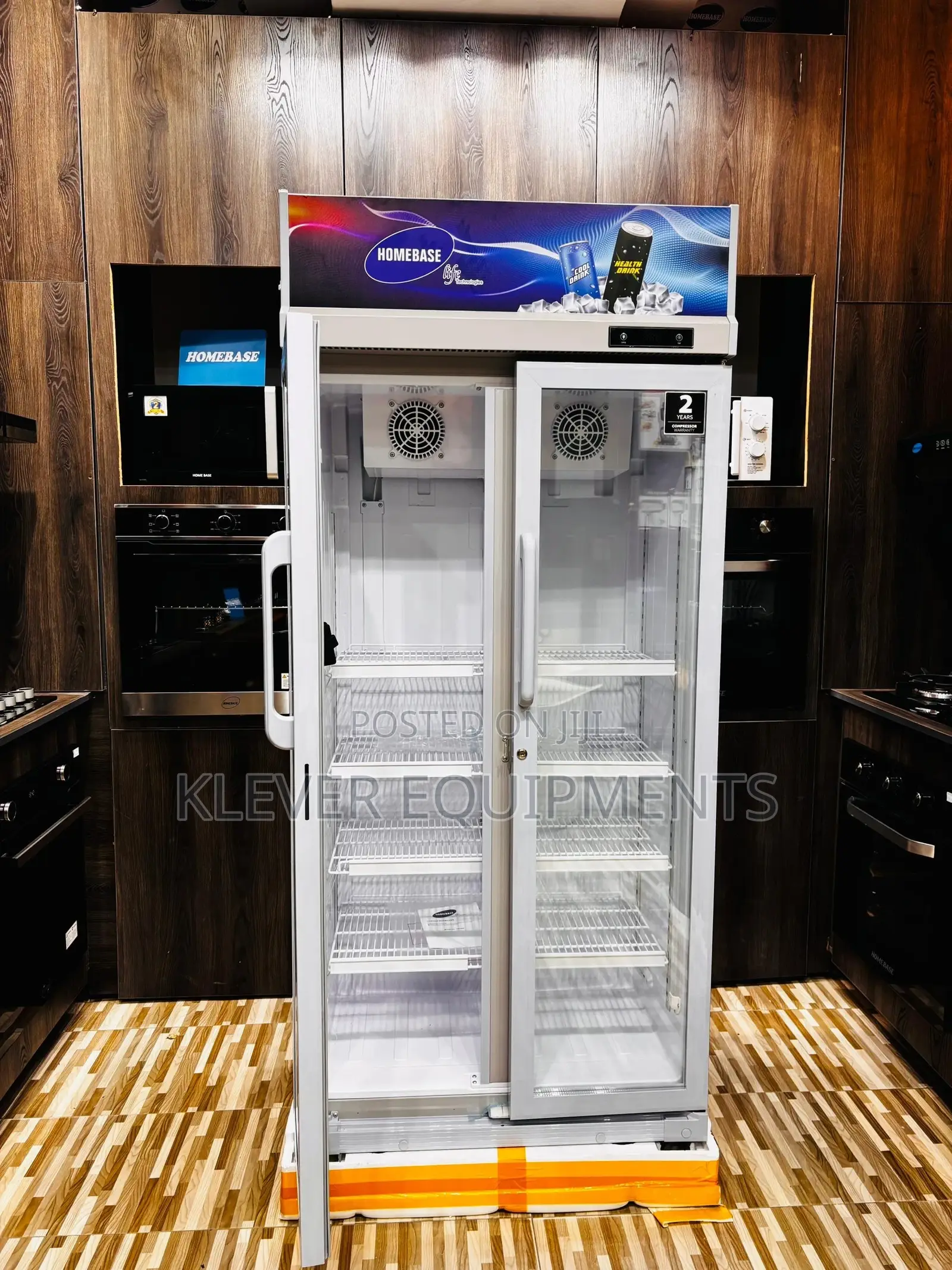 Homebase 560L Double Door GRAY Fridge Showcase