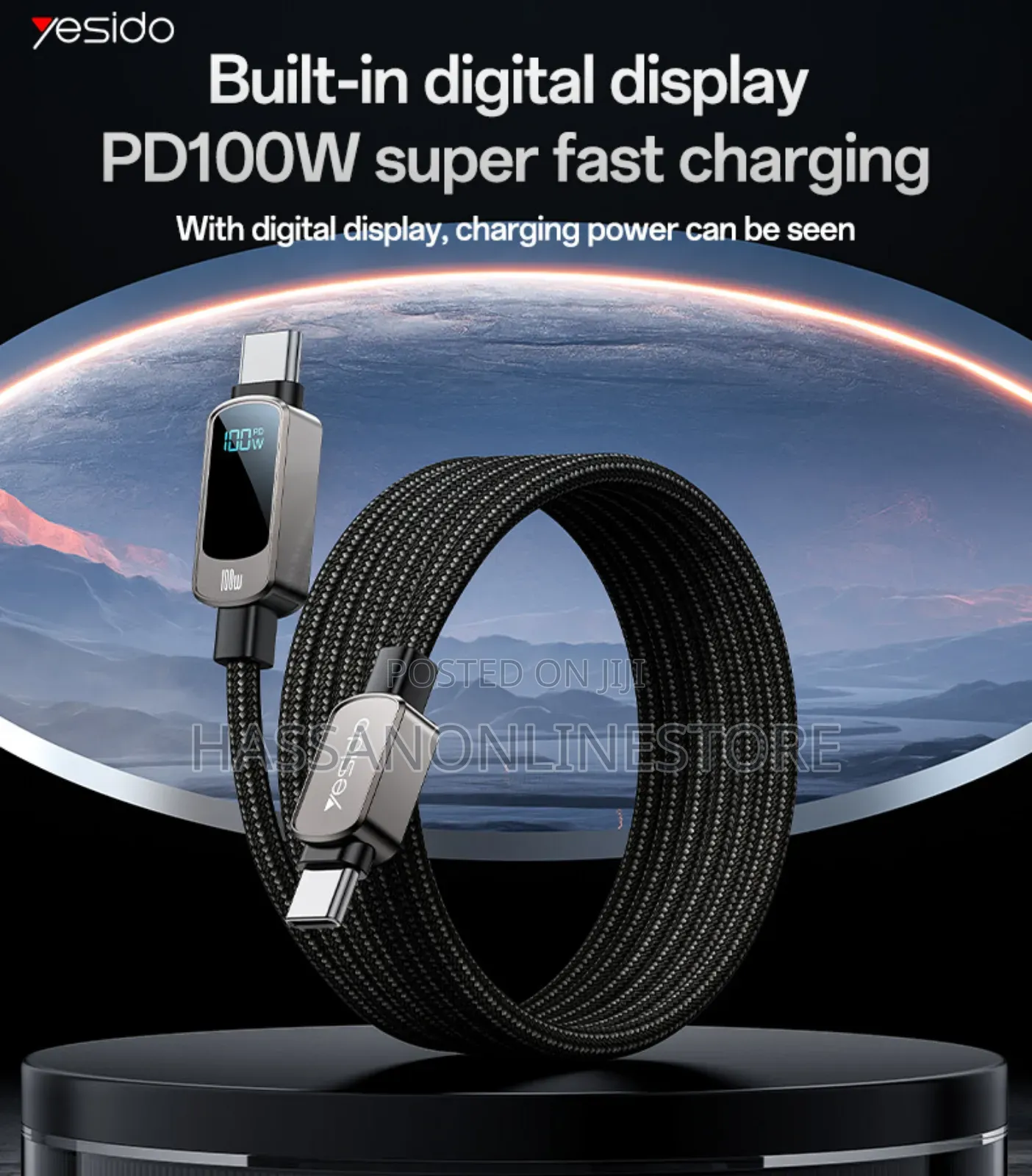 Yesido CA179 100W Type-C to Type-C Data Cable 1.2 Meter