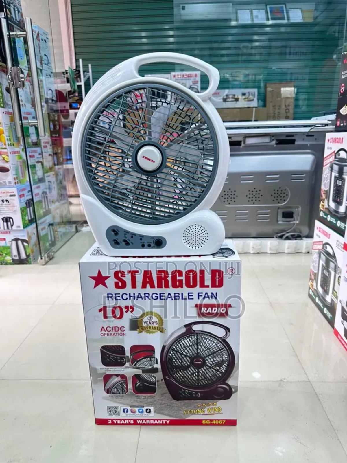 Star Gold Rechargeable Fan 10"