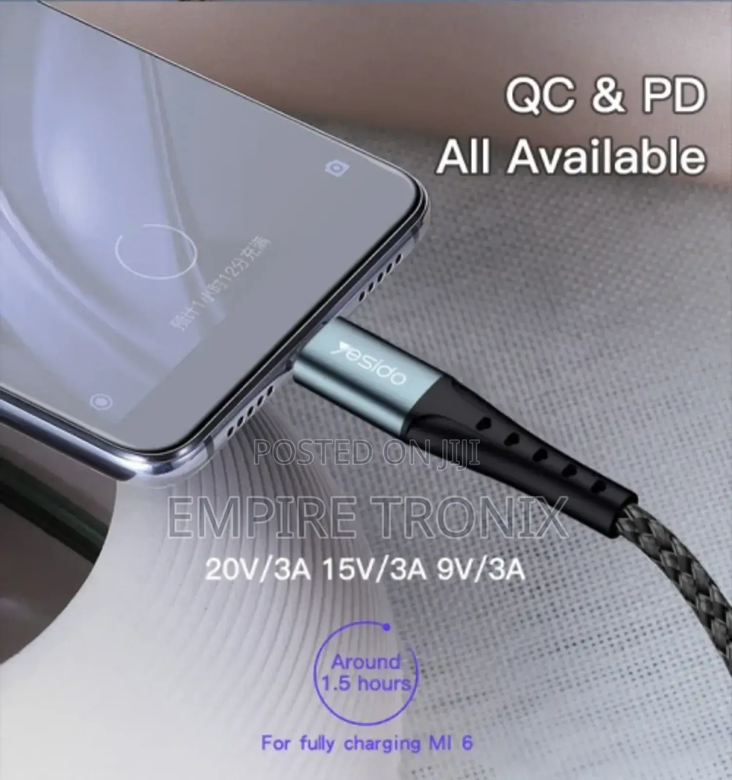 Yesido CA67 3A PD60W Type-C to Type-C Charging Cable – 2m