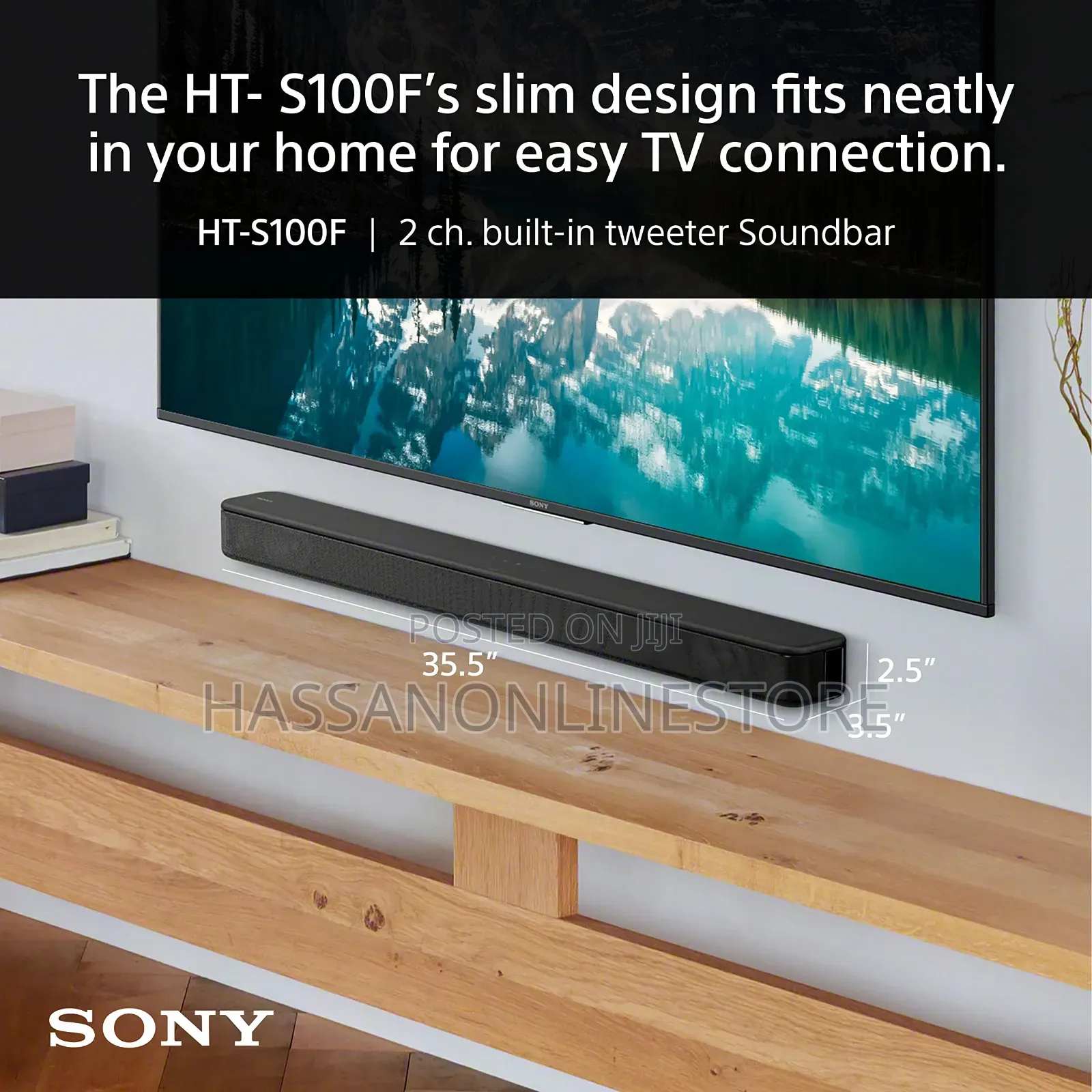 Sony 2ch Built-in Tweeter Soundbar | HTS100F