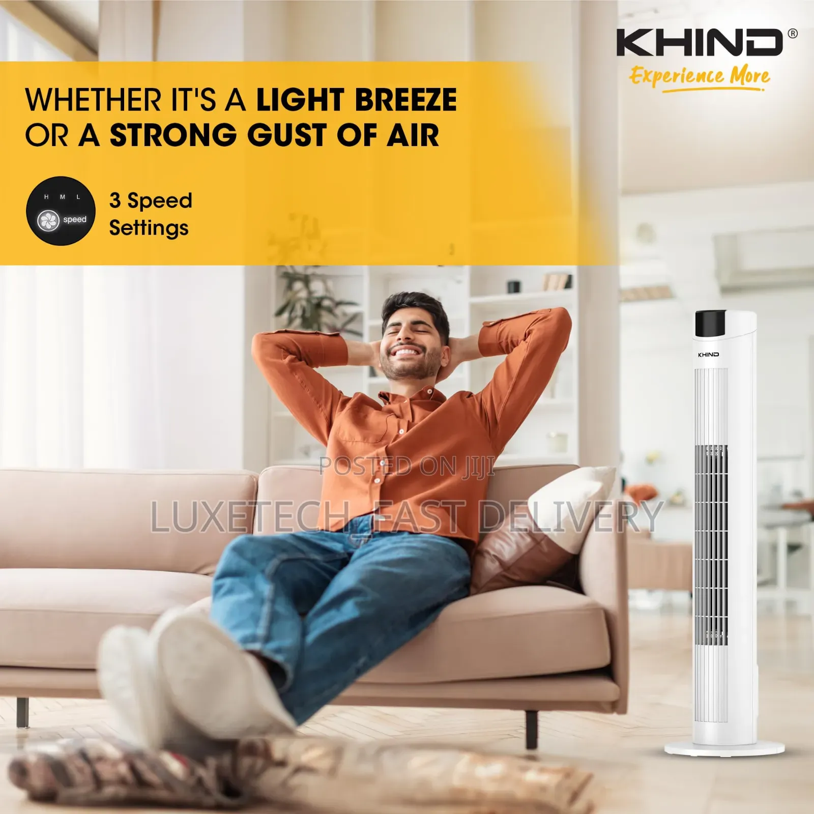 Tower Fan Strong Wind Cooling With Remote and Touch Screen
