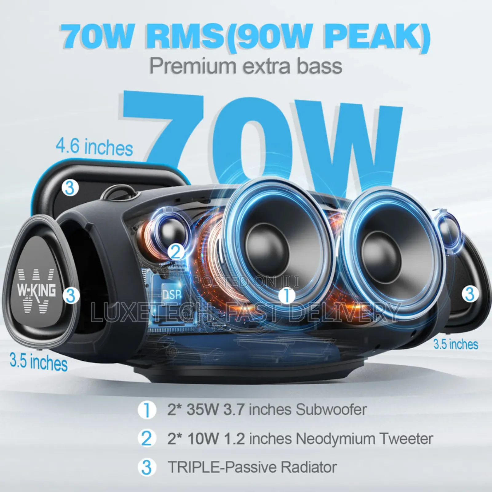W-King Portable Loud Bluetooth Speakers With Wireless Mic