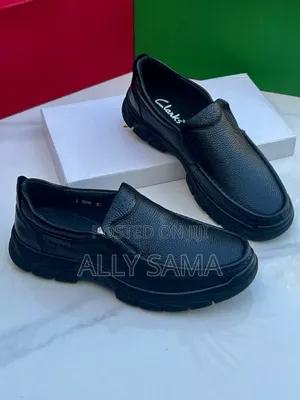 Mens Loafers Clarks Full.Black Material Leather
