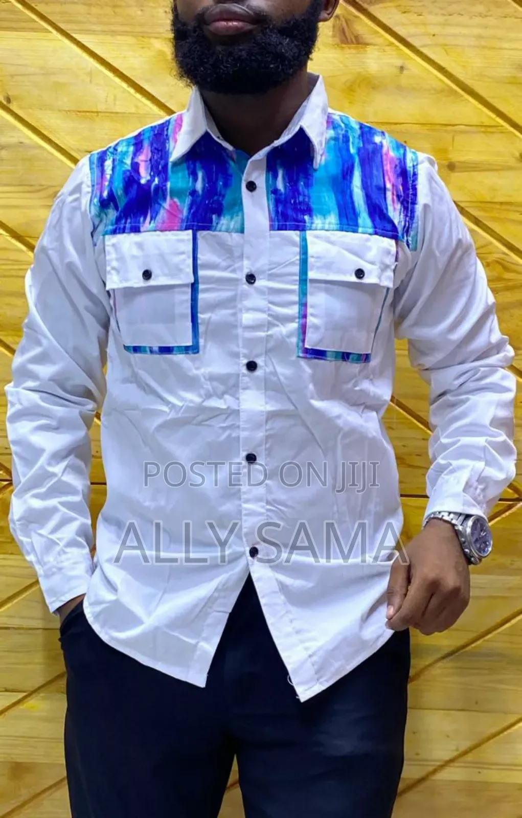 Mens Shirt White Multcolor Quality